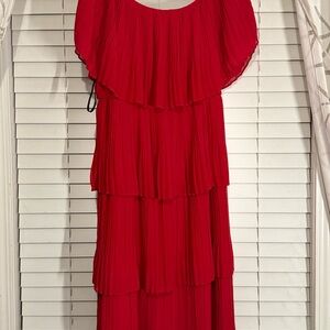 Premier Red Ruffled Tiered Maxi Dress